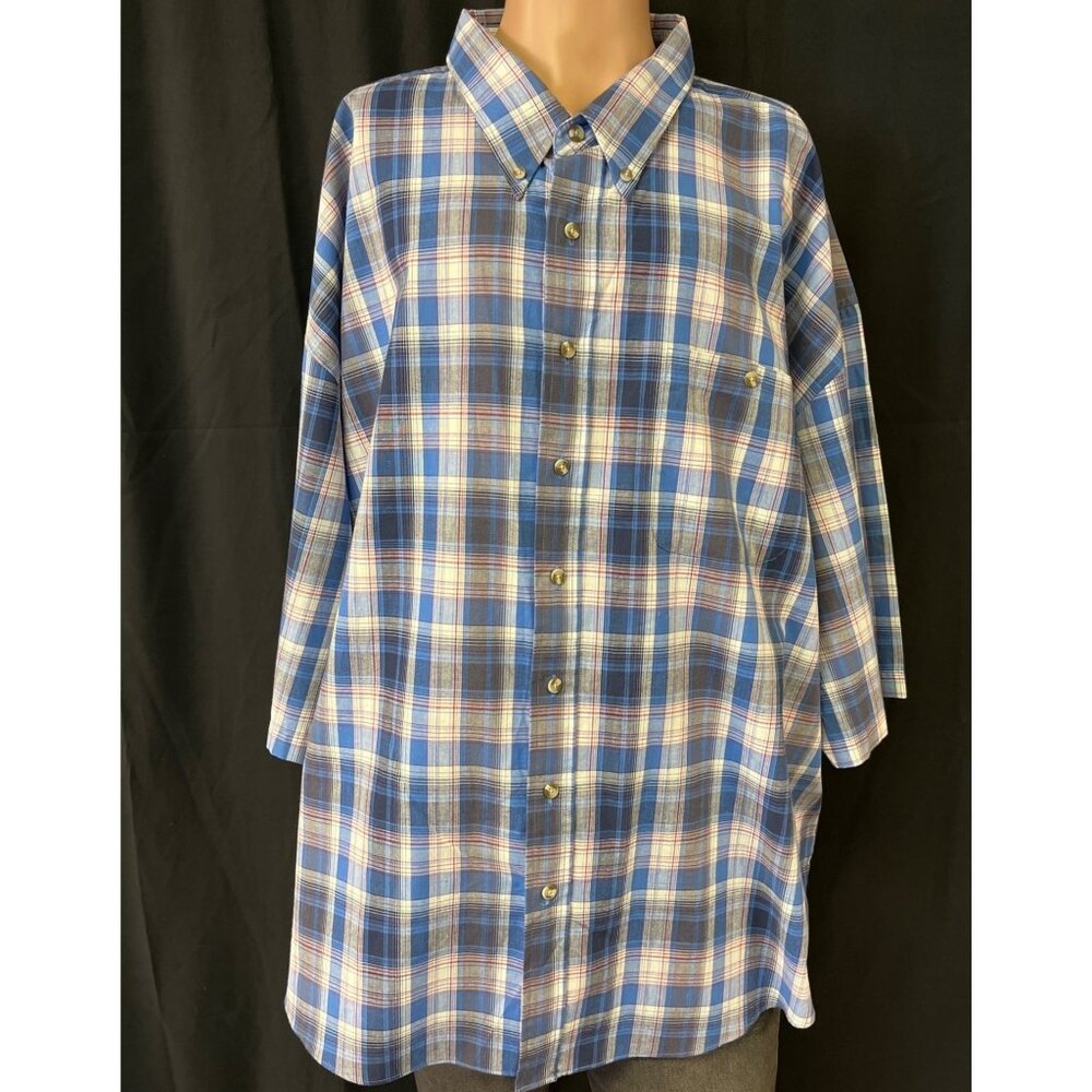 Raider Men's Blue Plaid Shirt/Button Up Sz 5X SKU 4637